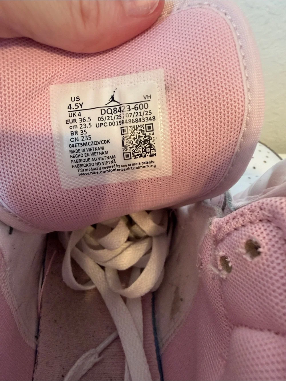 Nike Air Jordan Kids Pink and White High-Top Sneakers with Pink Swoosh